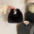 Women's Plush Solid Color Cute Classic Style Sewing Thread Pillow Shape Zipper Square Bag