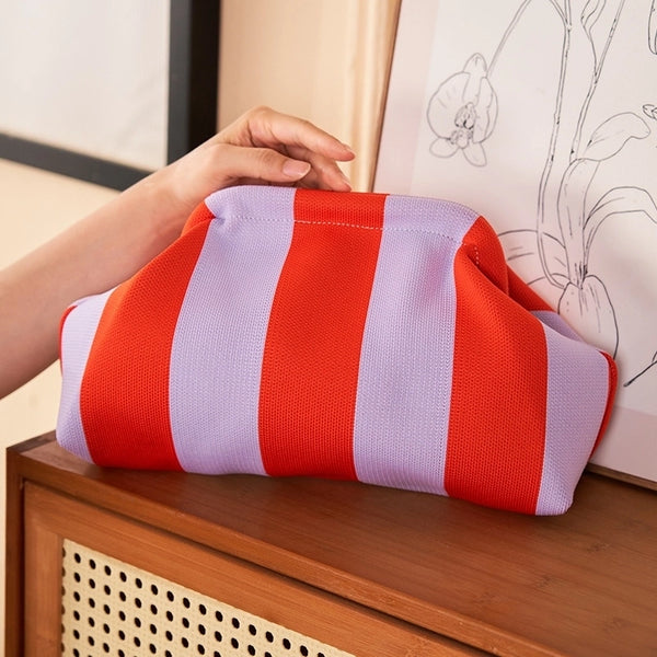 Women's Polyester Stripe Cute Classic Style Square Open Cloud Shape Bag