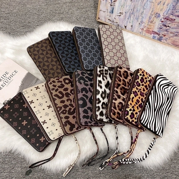 Women's Printing Leopard Pu Leather Zipper Wallets