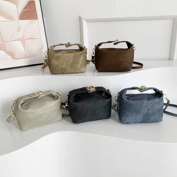 Women's Pu Leather Marble Classic Style Zipper Handbag