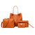 Women's Pu Leather Solid Color Basic Classic Style Square Magnetic Buckle Bag Sets Tote Bag