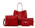 Women's Pu Leather Solid Color Basic Classic Style Square Magnetic Buckle Bag Sets Tote Bag