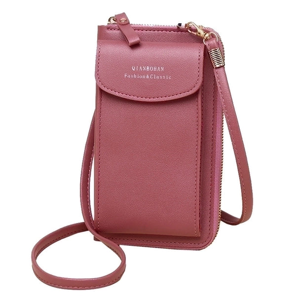 Women's Pu Leather Solid Color Basic Square Zipper Shoulder Bag Phone Wallets Crossbody Bag