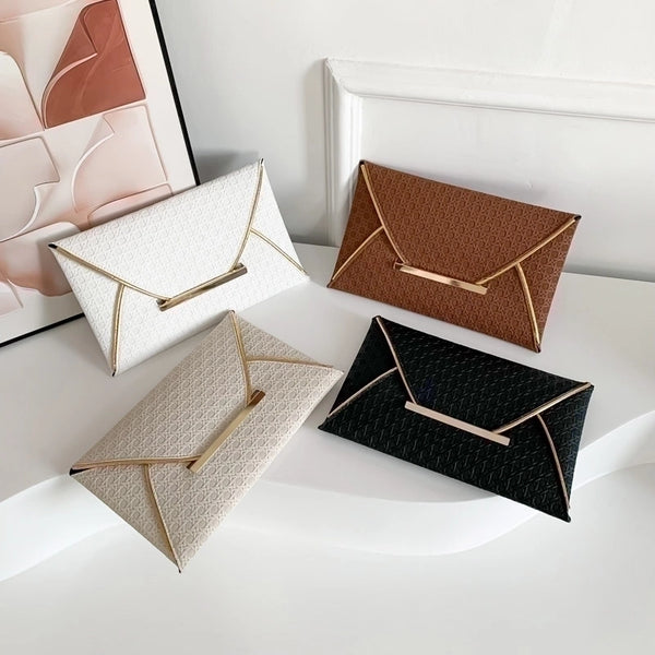 Women's Pu Leather Solid Color Classic Style Square Flip Cover Clutch Bag