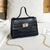 Women's Pu Leather Solid Color Crocodile Elegant Classic Style Metal Button Square Lock Clasp Shoulder Bag Handbag Crossbody Bag