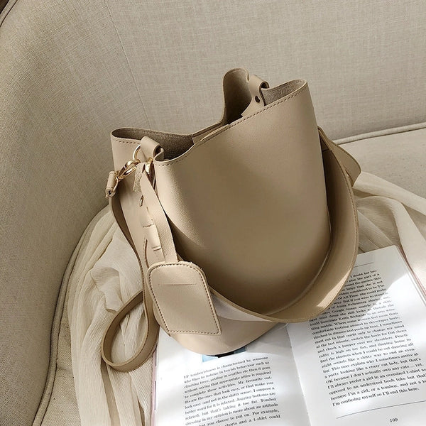 Women's Pu Leather Solid Color Elegant Classic Style Bucket Zipper Magnetic Buckle Shoulder Bag Crossbody Bag Bucket Bag