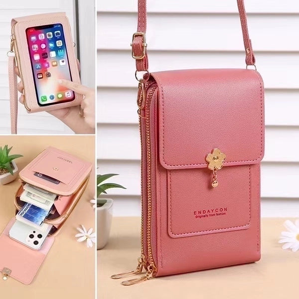 Women's Pu Leather Solid Color Simple Style Square Zipper Phone Wallets