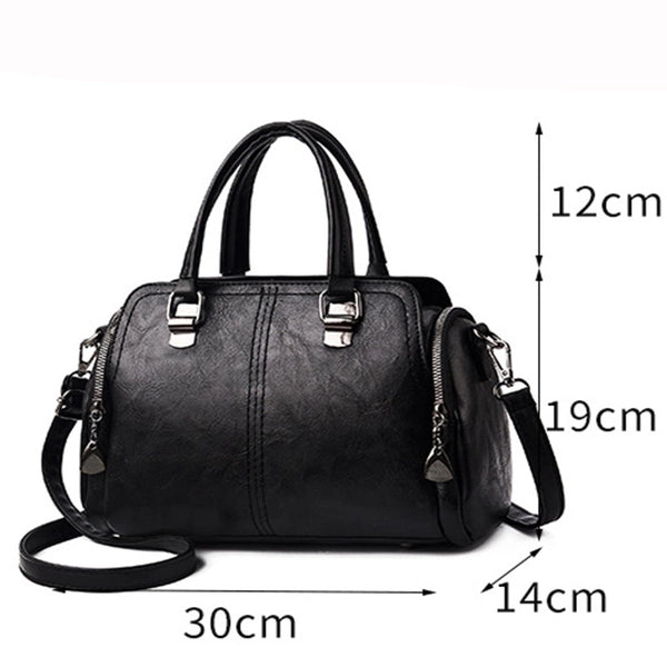 Women's Pu Leather Solid Color Streetwear Square Zipper Handbag