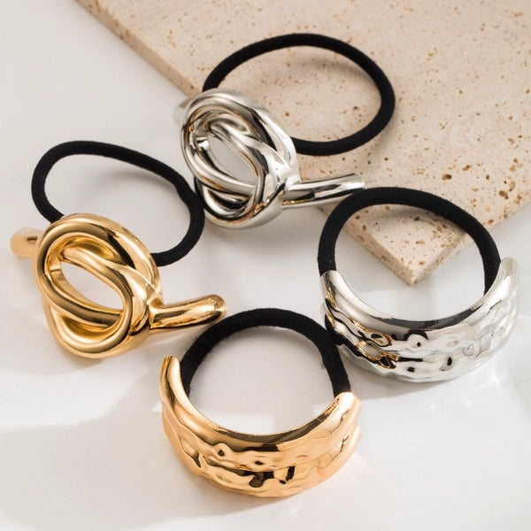 Women's Punk Simple Style Shiny Stripe Shell Alloy Plating Hair Tie