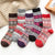 Women's Retro Color Block Polyester Blending Crew Socks 5 Pairs