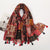 Women's Retro Color Block Polyester Printing Scarf