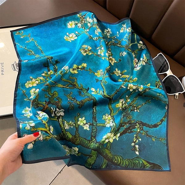 Women's Retro Ethnic Style Tree Flower Silk Printing Silk Scarf