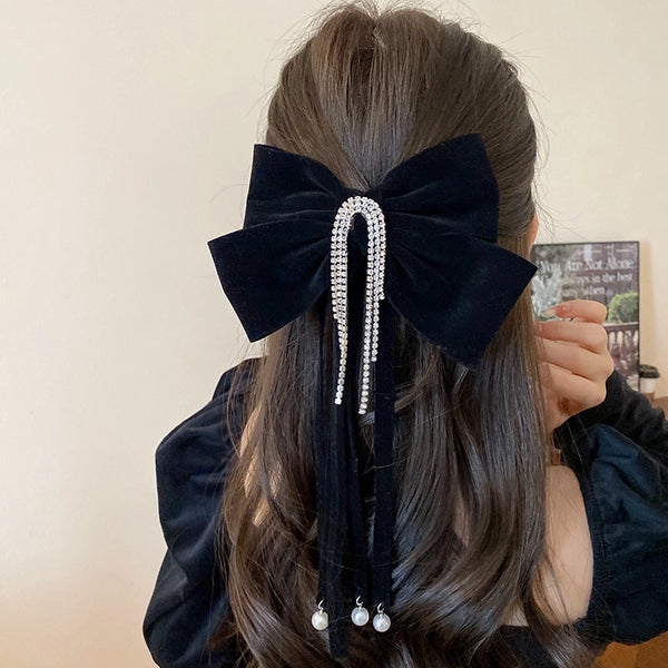 Women's Retro French Style Bow Knot Alloy Cloth Hair Clip