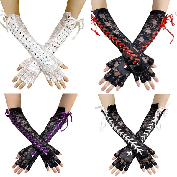 Women's Retro French Style Lolita Solid Color Lace Gloves