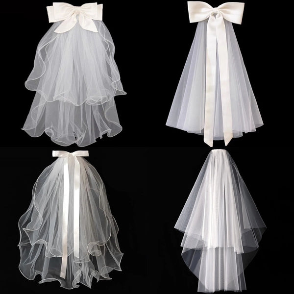 Women's Retro Solid Color Bow Knot Gauze Birdcage Veils