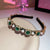 Women's Retro Square Alloy Inlay Pearl Zircon Hair Band