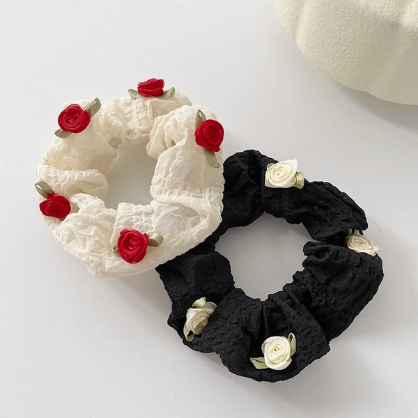 Women's Retro Sweet Flower Cloth Hair Tie