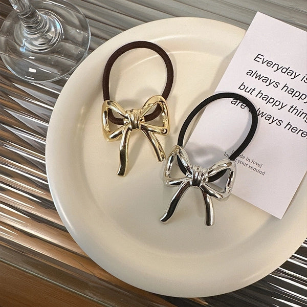 Women's Simple Style Bow Knot Metal Handmade Hair Tie