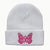 Women's Simple Style Butterfly Embroidery Crimping Wool Cap