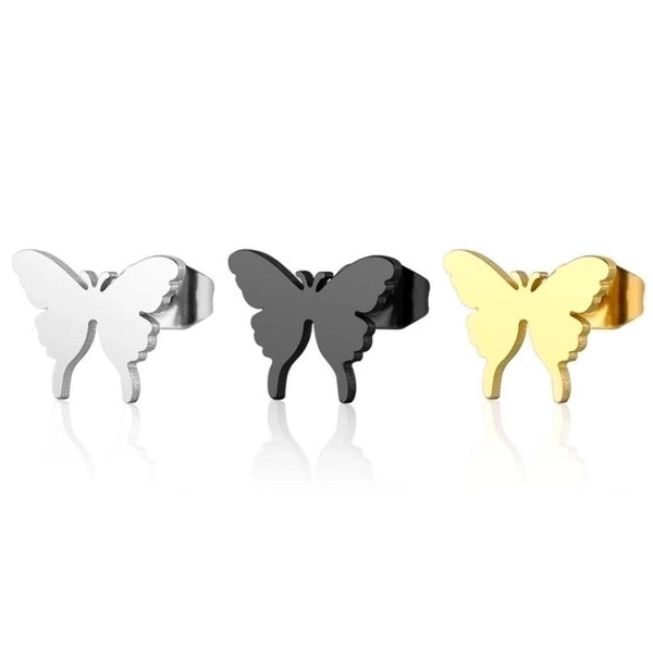 Women's Simple Style Butterfly Stainless Steel No Inlaid Ear Studs Plating Stainless Steel Earrings