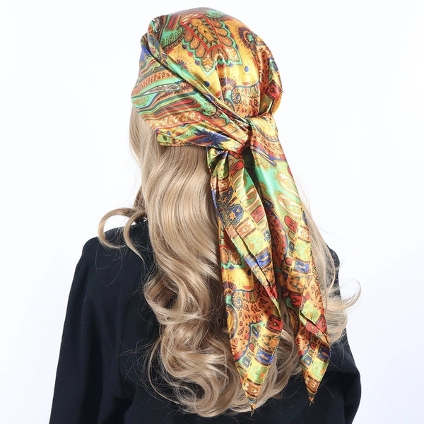 Women's Minimalist Cashew Nuts Satin Printing Silk Scarf Kerchief