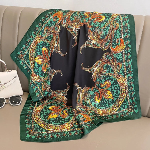 Women's Minimalist Classic Style Leopard Polyester Printing Silk Scarf