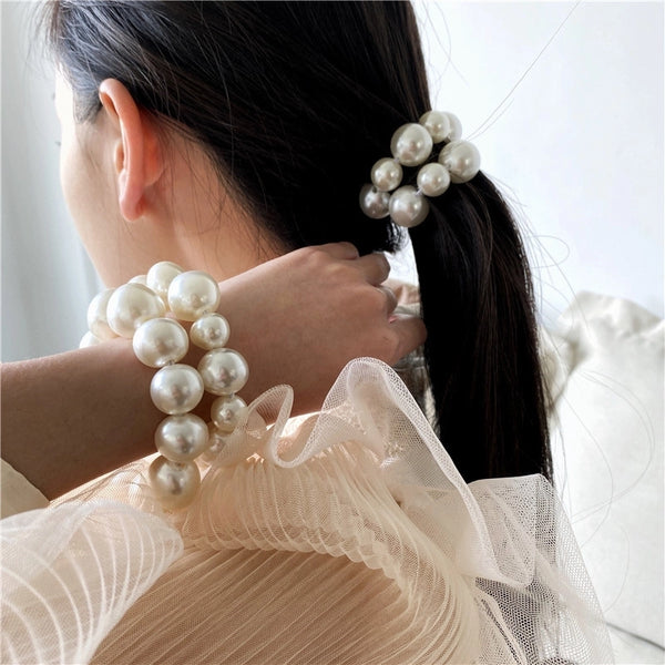 Women's Simple Style Classic Style Printing Imitation Pearl Beaded Hair Tie