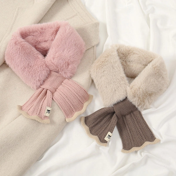 Women's Minimalist Classic Style Solid Color Faux Rabbit Fur Scarf