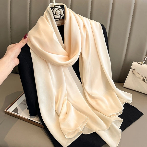 Women's Minimalist Classic Style Solid Color Imitated Silk Silk Scarf