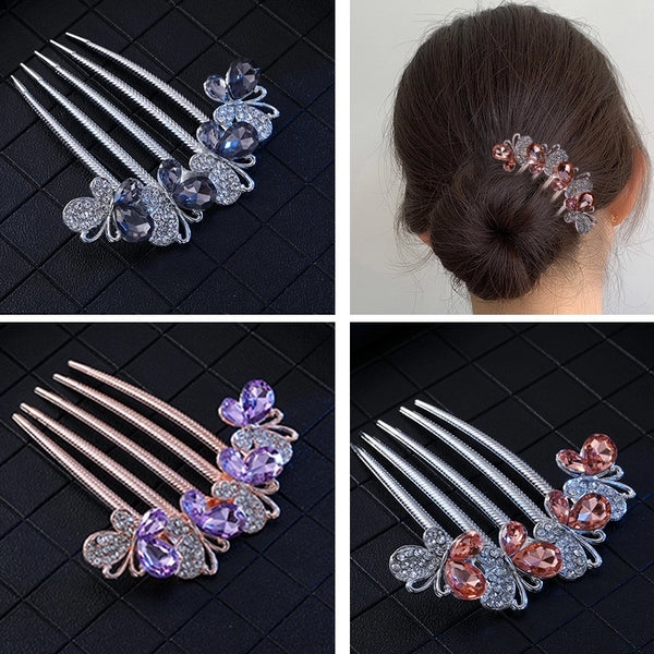 Women's Simple Style Color Block Alloy Inlay Zircon Hair Combs