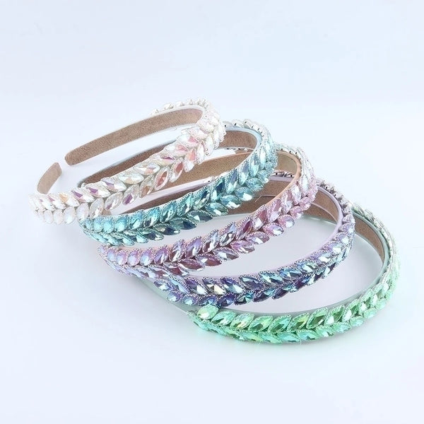 Women's Simple Style Color Block Plastic Inlay Rhinestones Hair Band