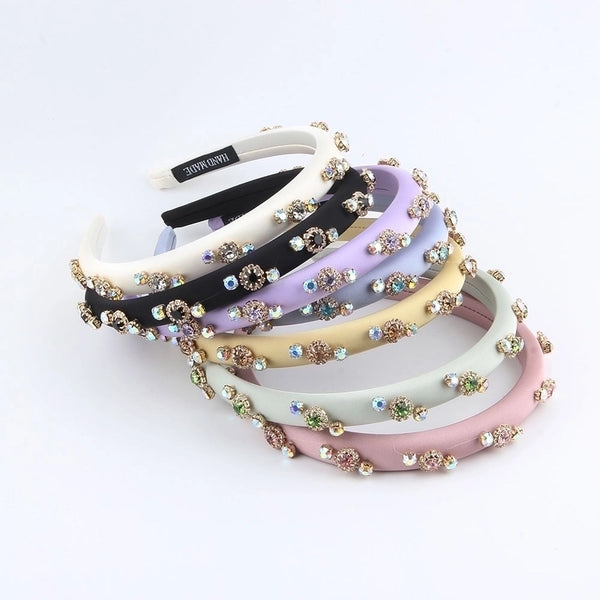 Women's Simple Style Color Block Plastic Inlay Rhinestones Hair Band