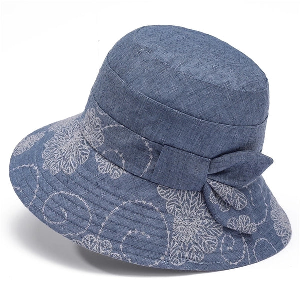 Women's Minimalist Flower Printing Flat Eaves Sun Hat