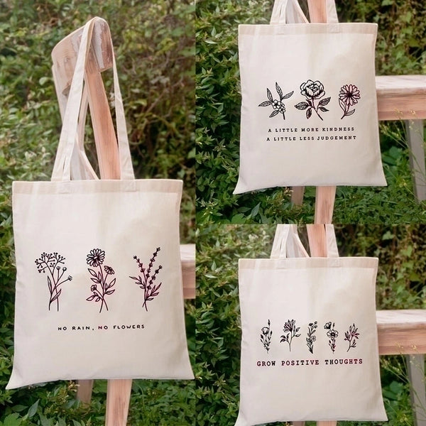 Women's Simple Style Flower Shopping Bags