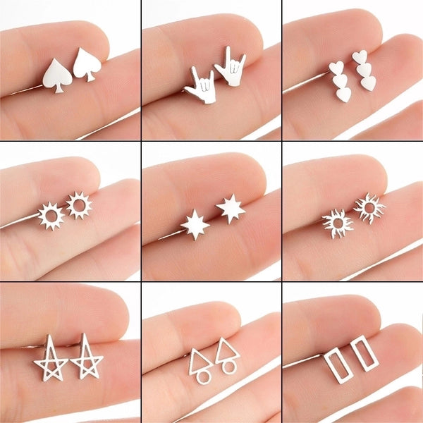 Women's Minimalist Geometric Heart Stainless Steel No Inlaid Ear Studs Stainless Steel Earrings