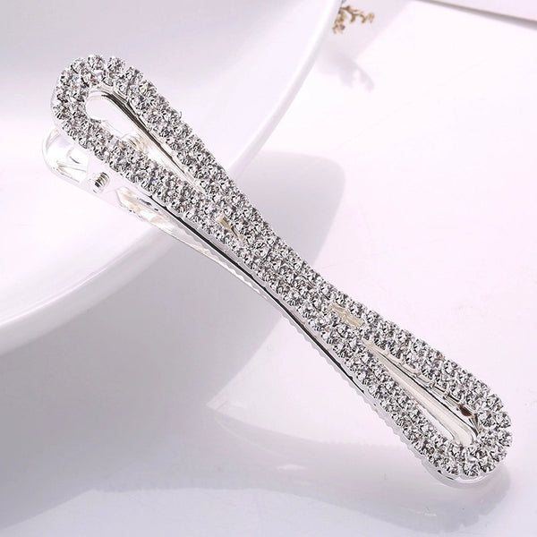 Women's Simple Style Geometric Iron Plating Inlay Rhinestones Hair Clip