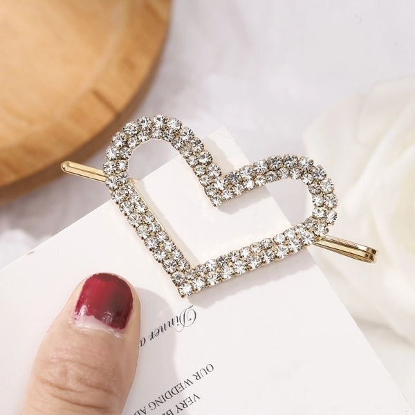 Women's Minimalist Heart Shape Alloy Plating Inlay Rhinestones Hair Clip