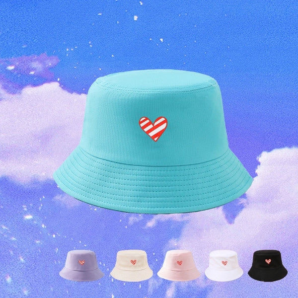 Women's Minimalist Heart Shape Heart Wide Eaves Bucket Hat