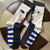 Women's Simple Style Human Houndstooth Cotton Crew Socks A Pair