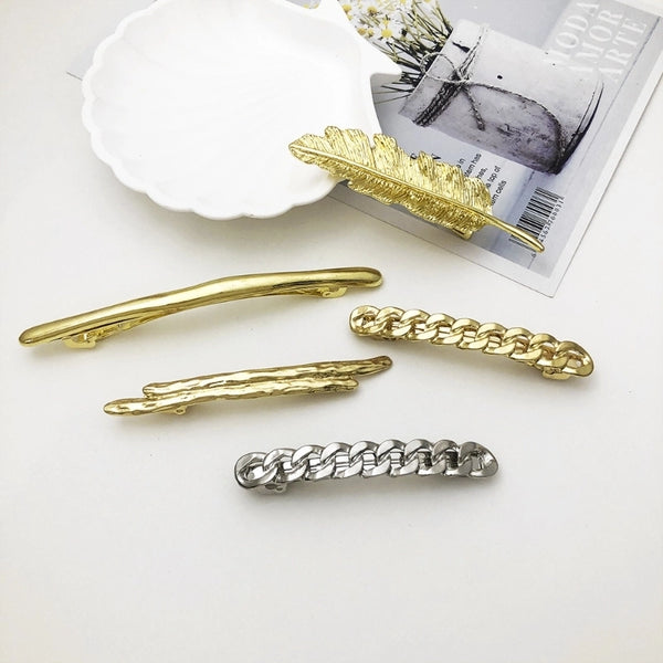 Women's Simple Style Leaves Solid Color Alloy Plating Hair Clip