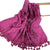 Women's Simple Style Leaves Solid Color Flower Cotton And Linen Embroidery Tassel Scarf Shawl