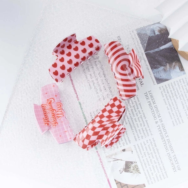 Women's Simple Style Letter Lattice Heart Shape PVC Hair Claws