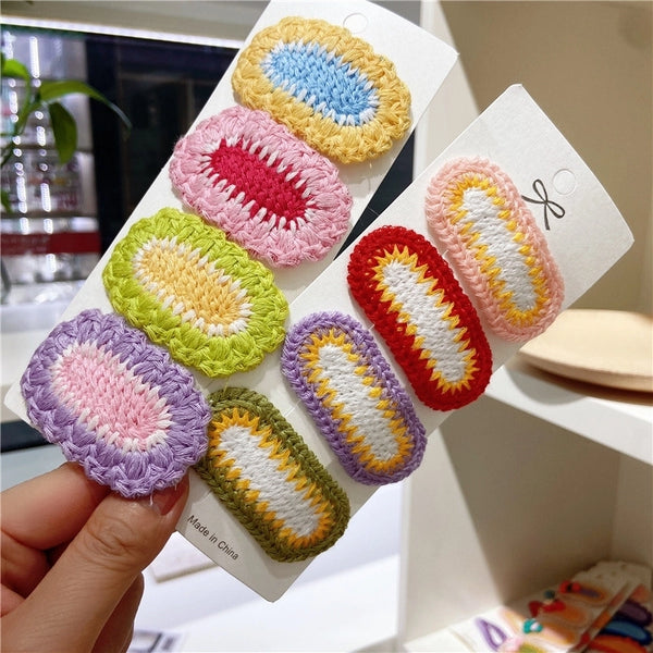 Women's Simple Style Oval Plastic Cotton Thread Hair Clip