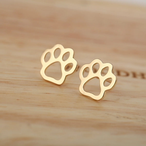 Women's Simple Style Paw Print Stainless Steel No Inlaid Ear Studs Plating Stainless Steel Earrings