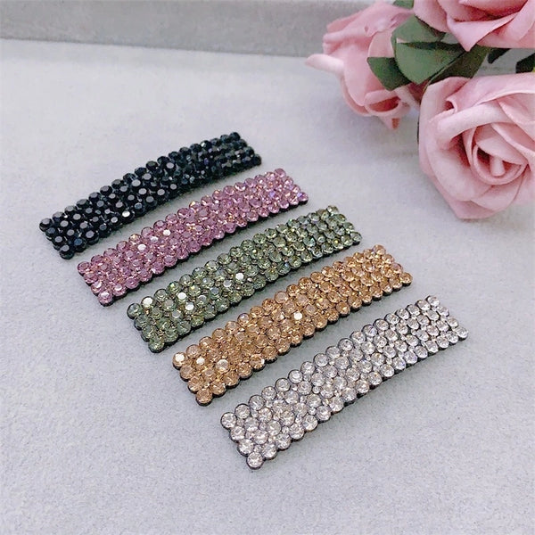 Women's Simple Style Shiny Solid Color Rhinestone Hair Clip