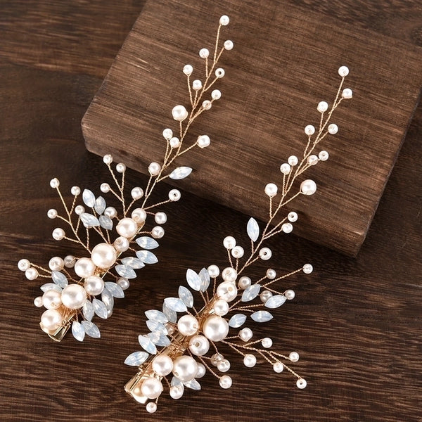 Women's Simple Style Solid Color Alloy Inlay Rhinestones Pearl Hair Clip