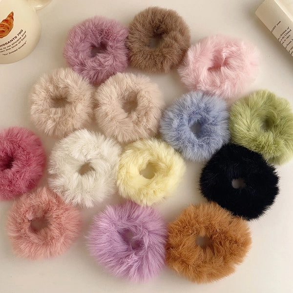 Women's Simple Style Solid Color Plush Hair Tie