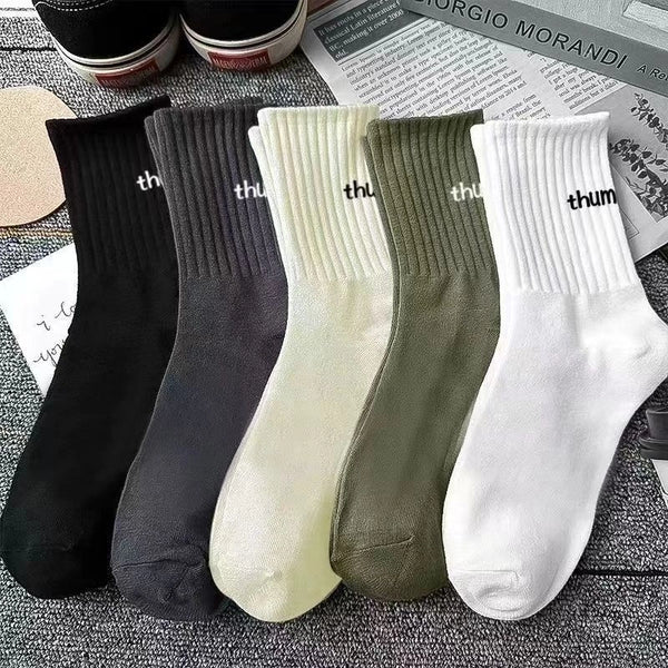 Women's Minimalist Solid Color Polyester Crew Socks A Pair