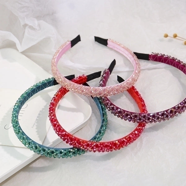 Women's Simple Style Solid Color Rhinestone Beaded Hair Band