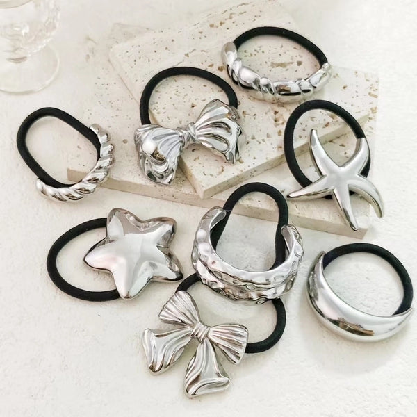 Women's Simple Style Star Starfish Bow Knot 304 Stainless Steel Metal Shiny Metallic Hair Tie